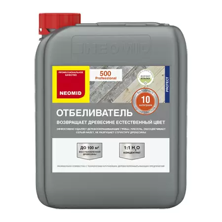 NEOMID 500 ОТБЕЛИВАТЕЛЬ для древесины, отбеливающий и очищающий, концентрат 1:1 (24кг)