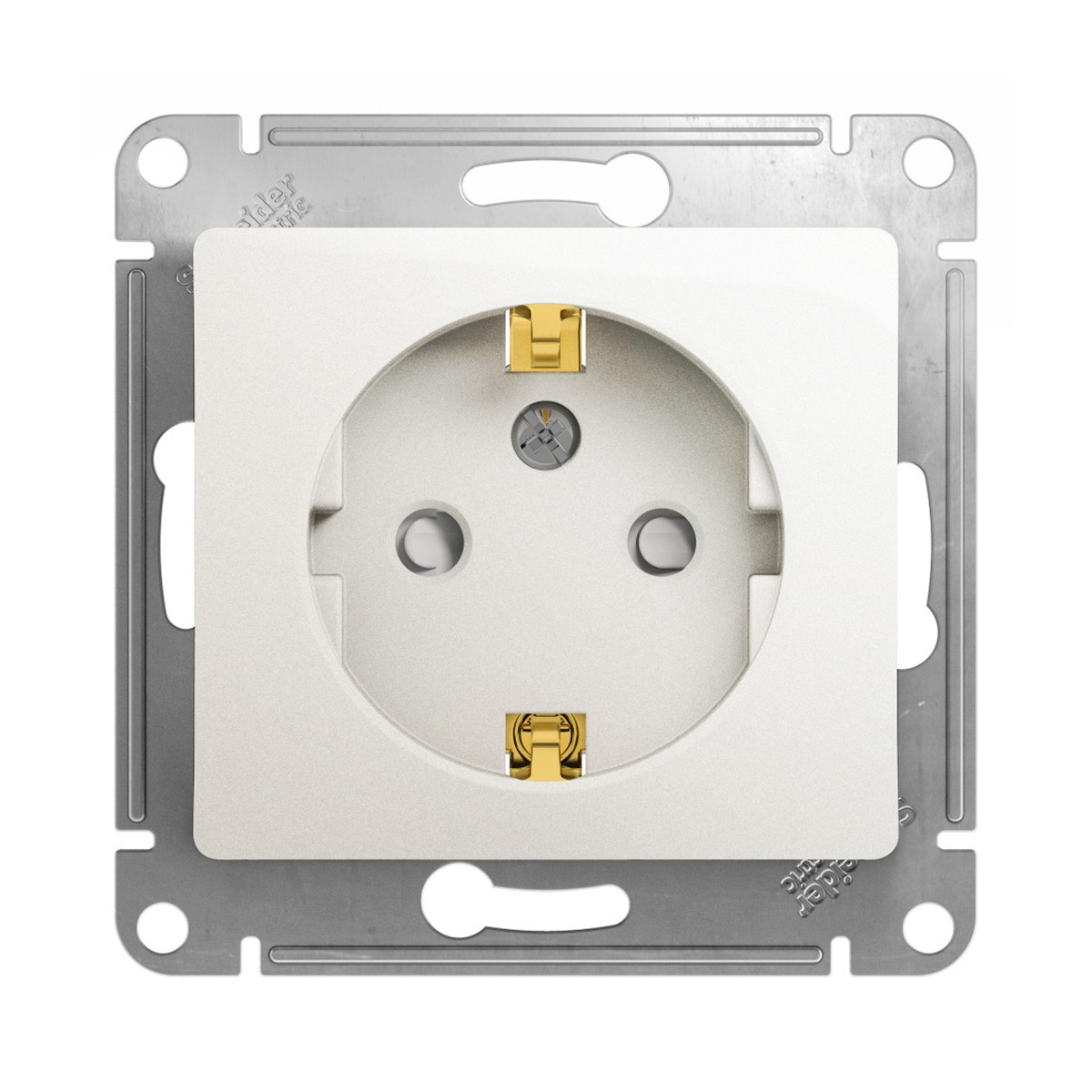 Розетка "glossa" 1 местн. с заземл, с шторками (механизм) 16а, перламутр (1/20/160) "schneider"