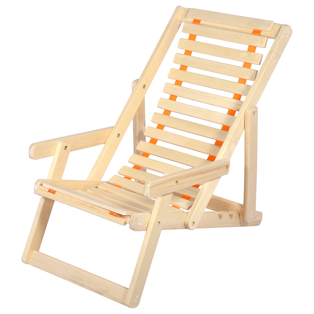 Шезлонг складной с подлокотниками 105*65*95 см, липа (1) "банные штучки" 32016