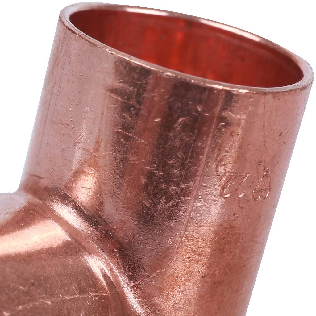 Тройник 22 мм медный равнопроходной под пайку SANHA 1513022