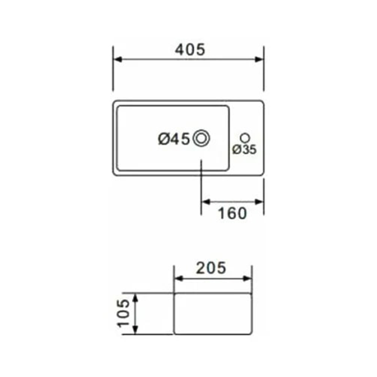 Раковина подвесная gt706l керамическая 40,5*20,5*10,5 см, белая (1) "gappo"