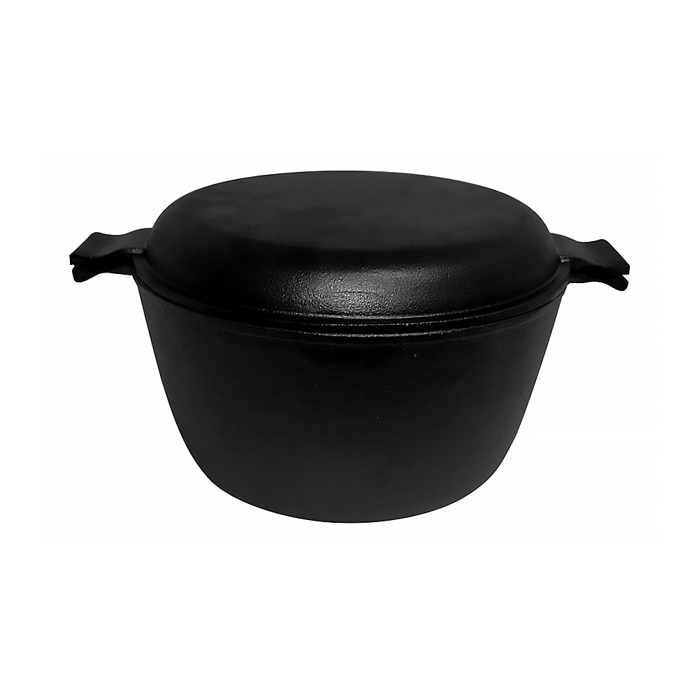 Кастрюля чугунная cc-20/30 d=20 см, 2,2 л с крышкой-сковородой 0,8 л (1/4) "mallony"