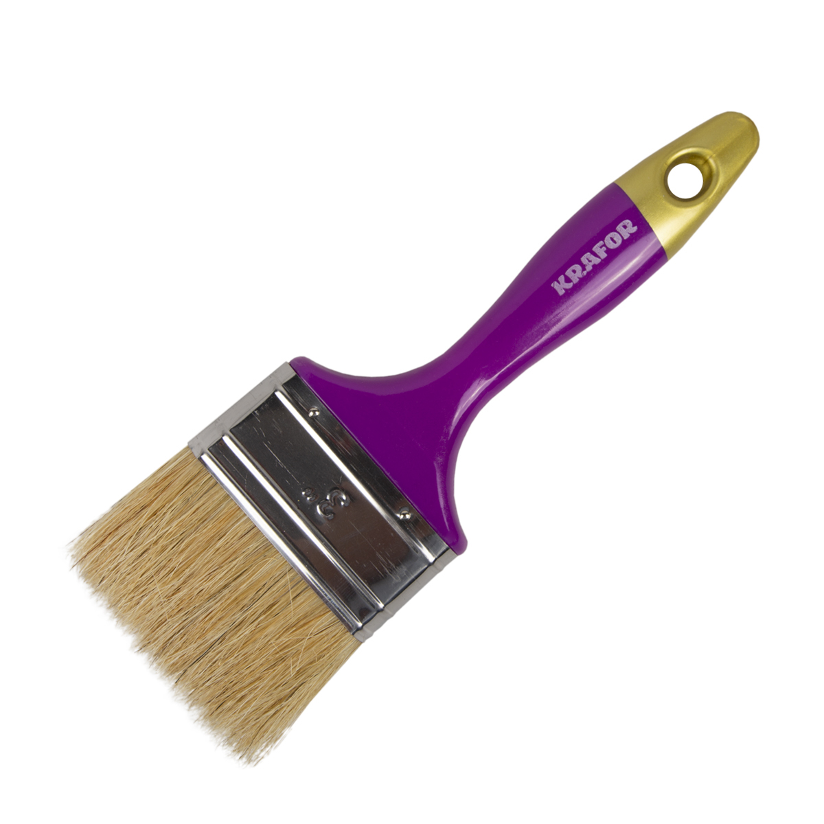 Кисть плоская "профи" №3 /75 мм  (12/240) натур. щетина, пласт.ручка "krafor" 005-0030
