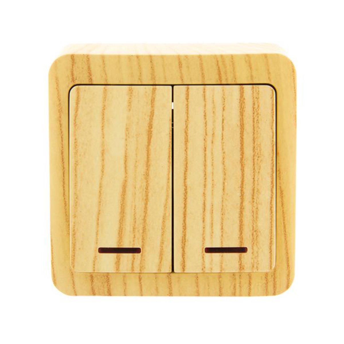 Выключатель открыт. уст. "viola" 2-х кл. с индикатором, беленый дуб (1/12/144) "lezard" 751-5200-112