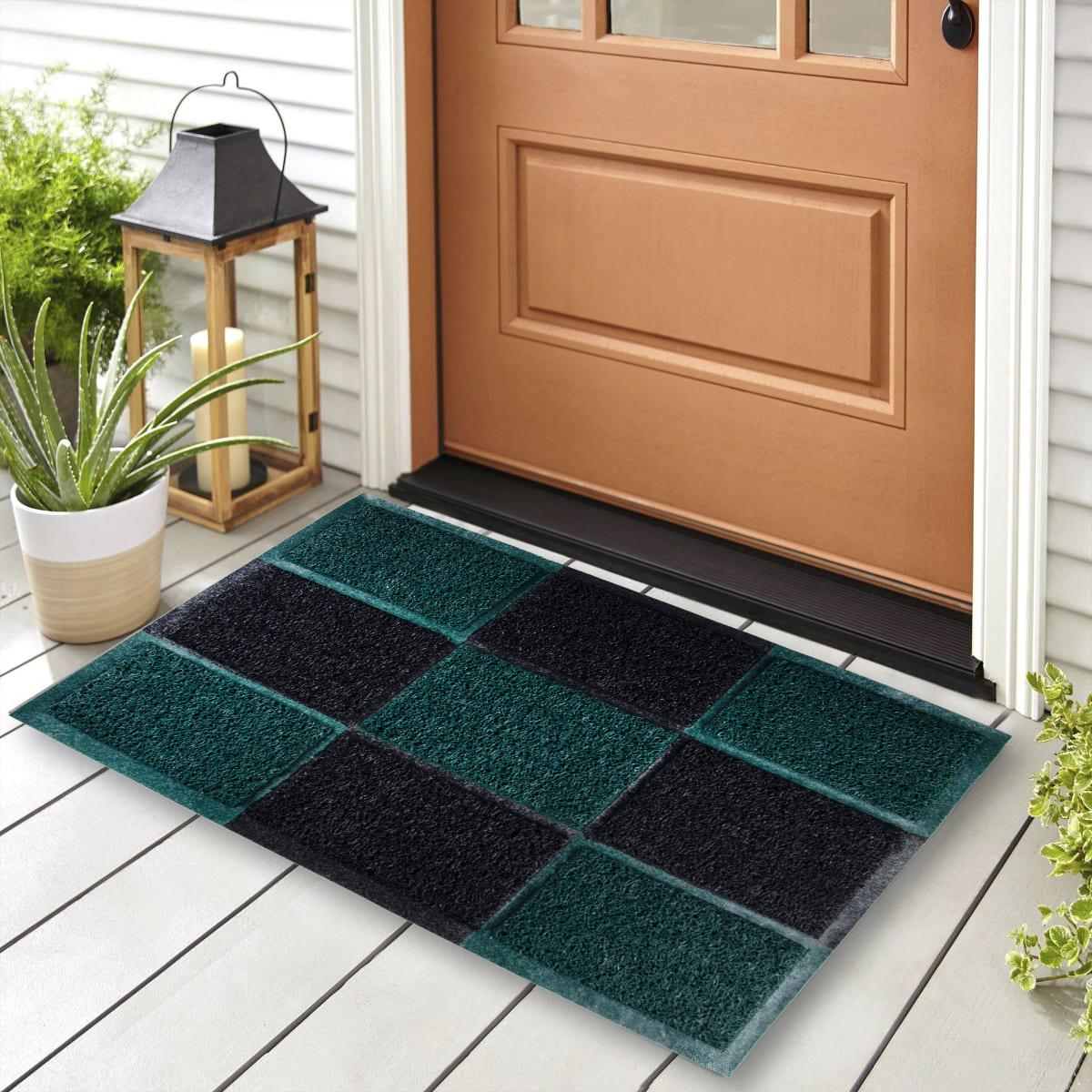 Коврик придверный пористый 40*60 см (черно-зеленый) (1/20) "vortex" 22406
