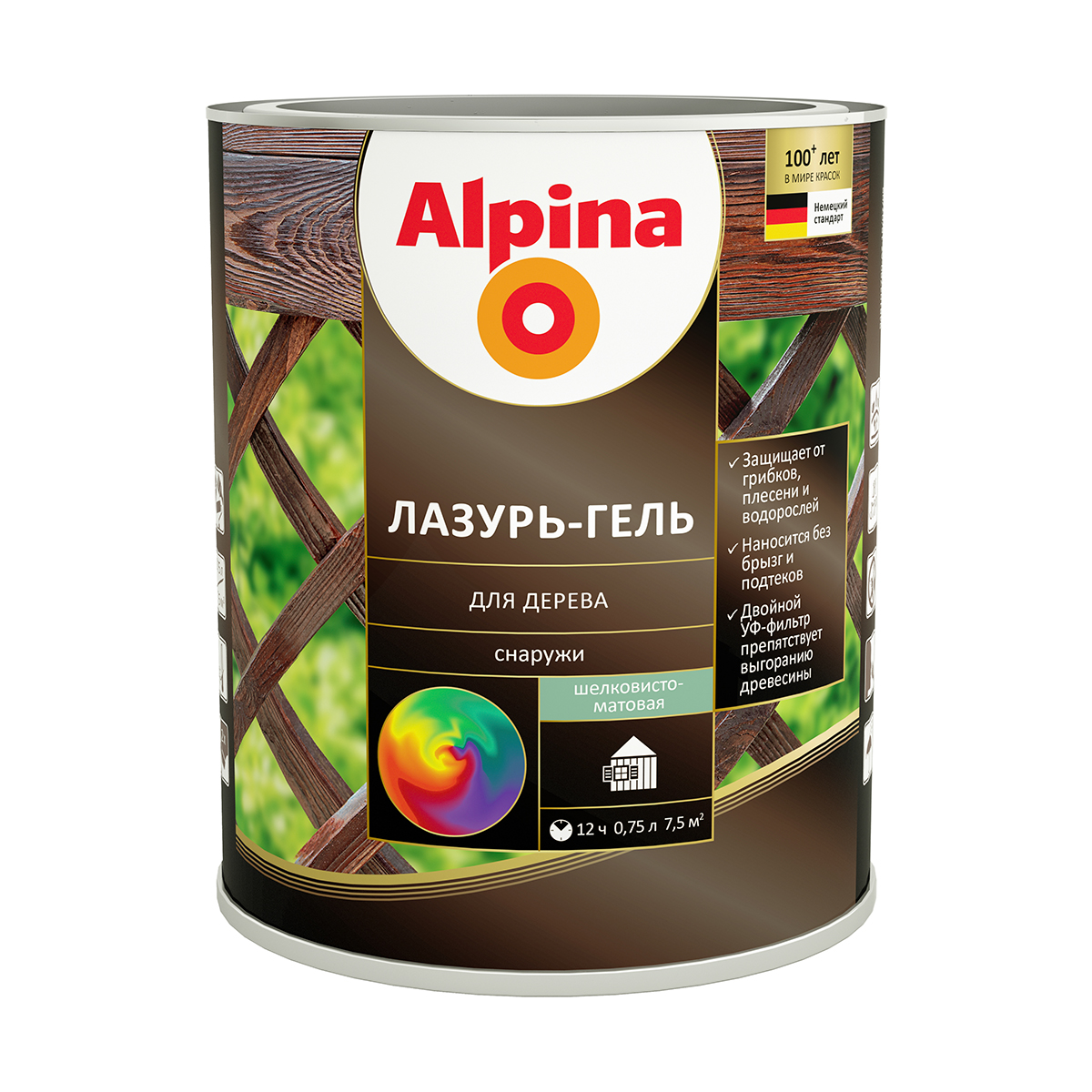 Лазурь-гель деревозащитная прозрачная  0,75 л (1/6) "alpina"