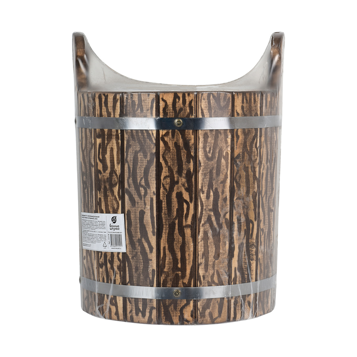 Запарник для бани и сауны 9 л с пластик. вставкой, состаренный, липа (1) "банные штучки" 33318