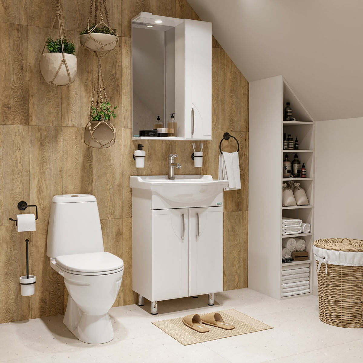 Тумба под раковину напольная "идеал" 820*520*330 мм, белая "sanita" idlsacw56013f1