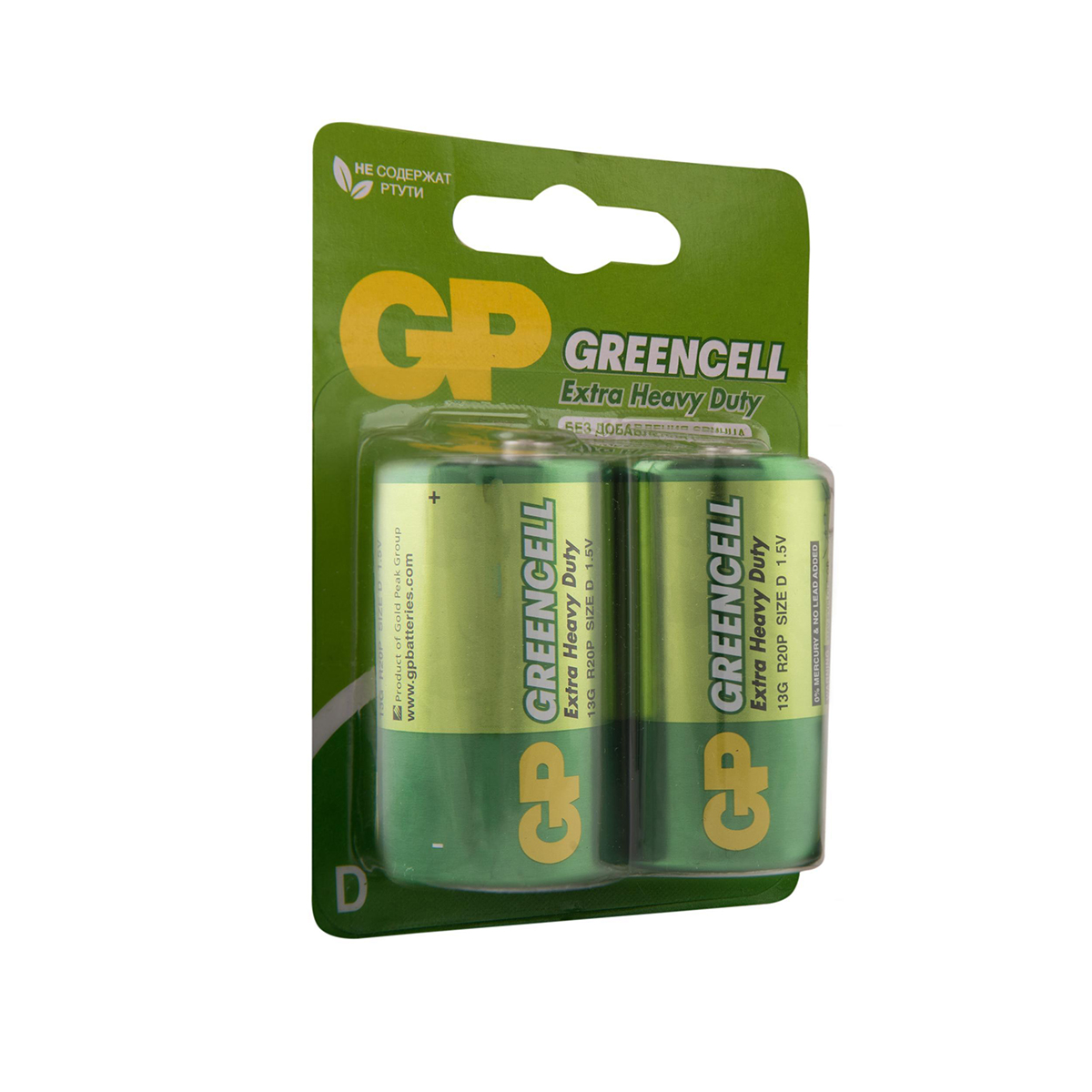 Батарейка gp greencell 13g-2cr2  тип d (2 шт. в блистере) (10/60)