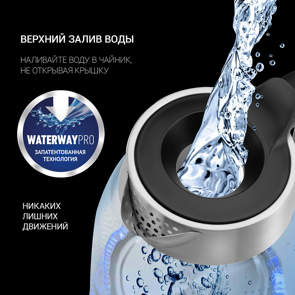 Чайник электр. pwk 1817cgl "water way pro" 1,8 л стекло (1/4) "polaris"