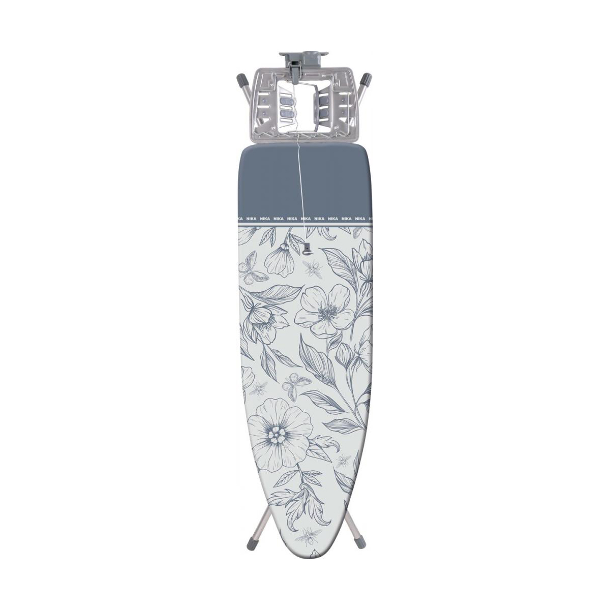 Доска гладильная "эльза де люкс" элт/1 (с серыми цветами) 122 х 40 см (1/3)  металл тефлон "ника"