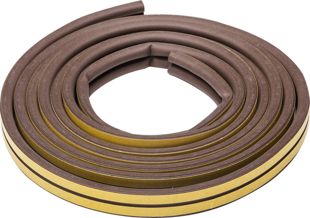 Резиновый уплотнитель ЗУБР самоклеящийся, профиль ″D″, размер 9х8мм, коричневый, 6м