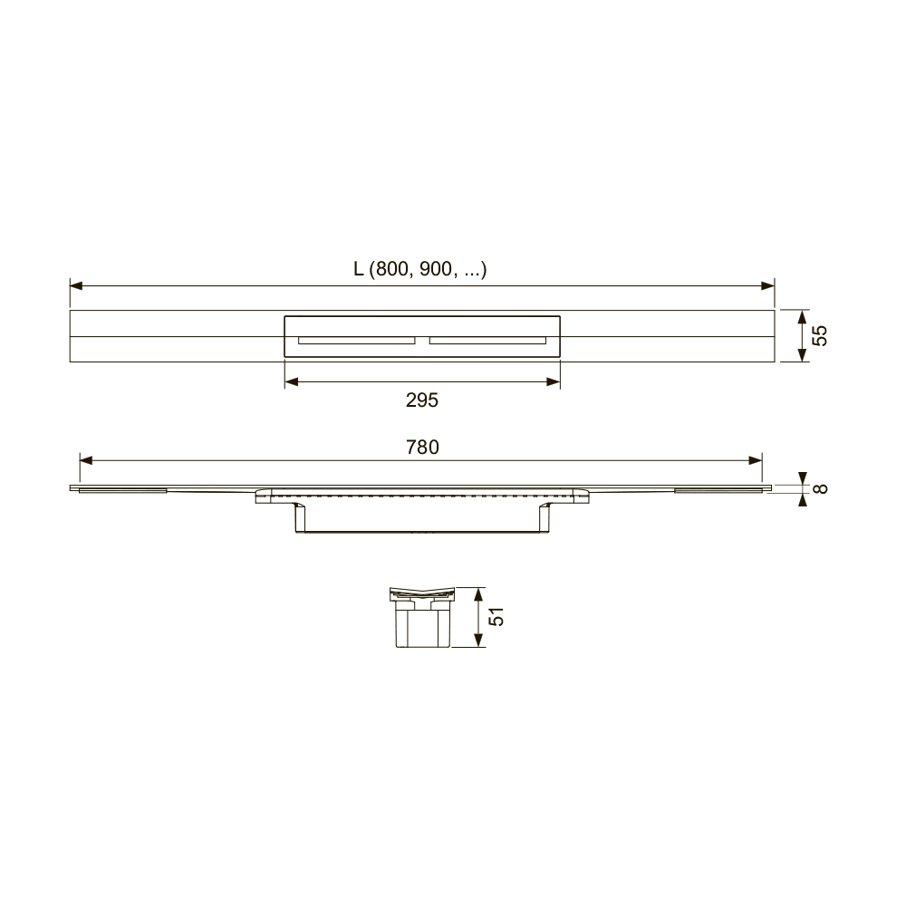Профиль для душа TECEdrainprofile, 1000 мм, сатин