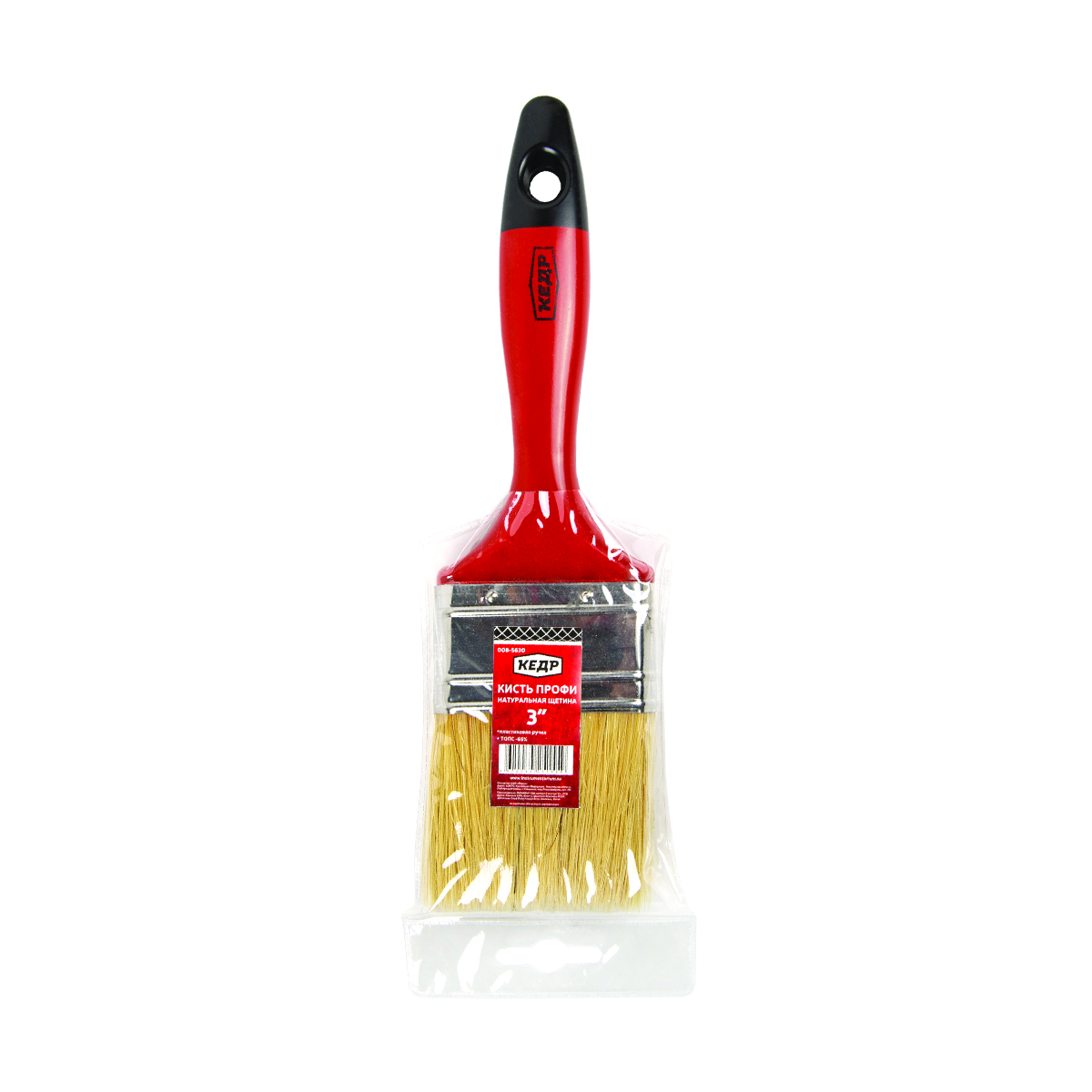 Кисть плоская "профи" №3 /75 мм  (12/240) натур.щетина, пласт.ручка "кедр"  008-5630