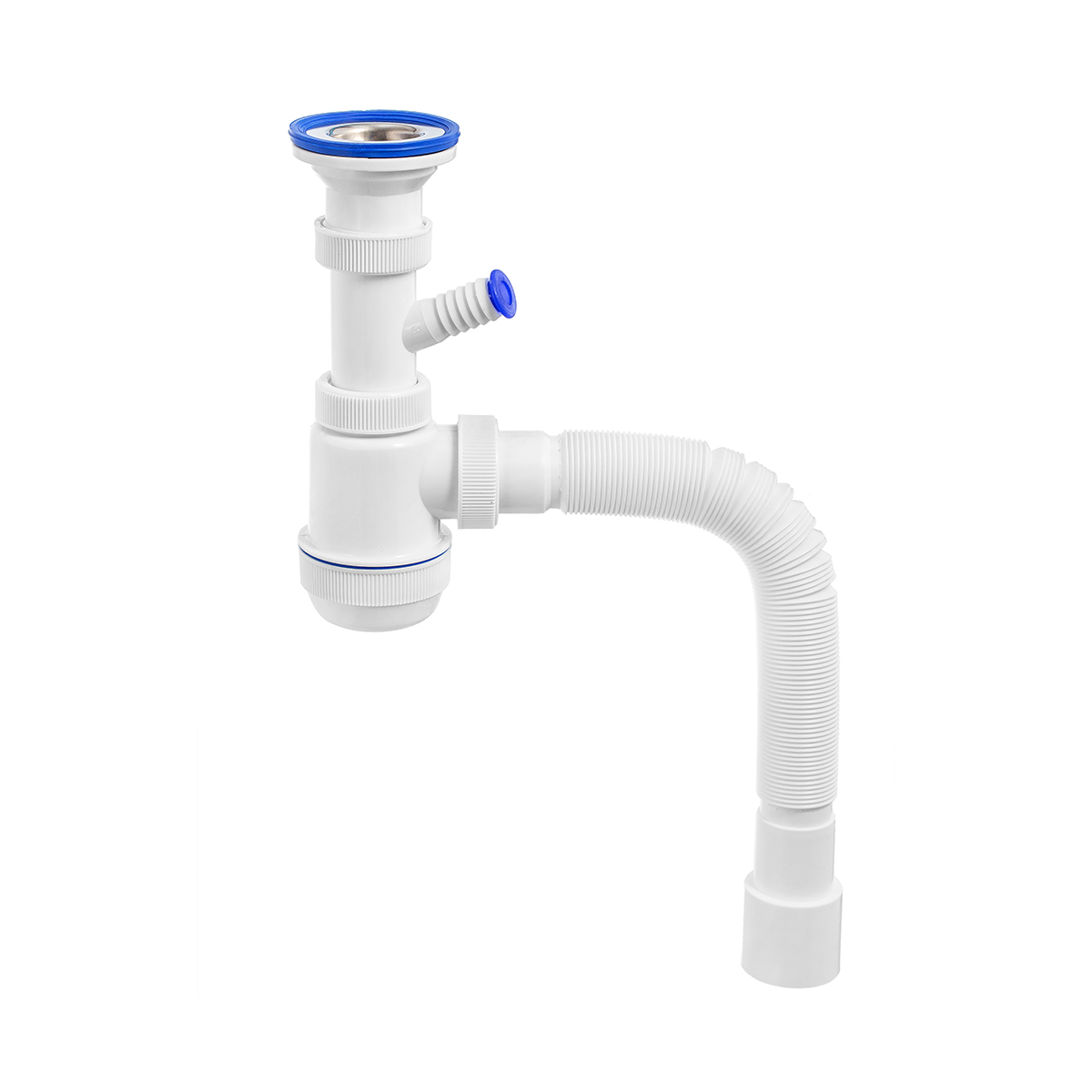 Сифон "элит мини" с нерж. чашкой 63 мм с отводом и гофротрубой 800 мм (1/30) "вирпласт"