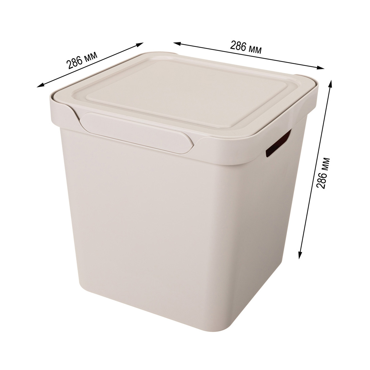 Ящик универс. с крышкой "luxe" 286*286*286 мм 18 л (светло-бежевый) (1/6) "бытпласт"