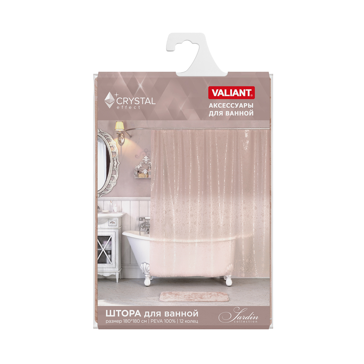 Штора для ванной 180*180 см (peva) "jardin" (1/24) "valiant" jr-1818c