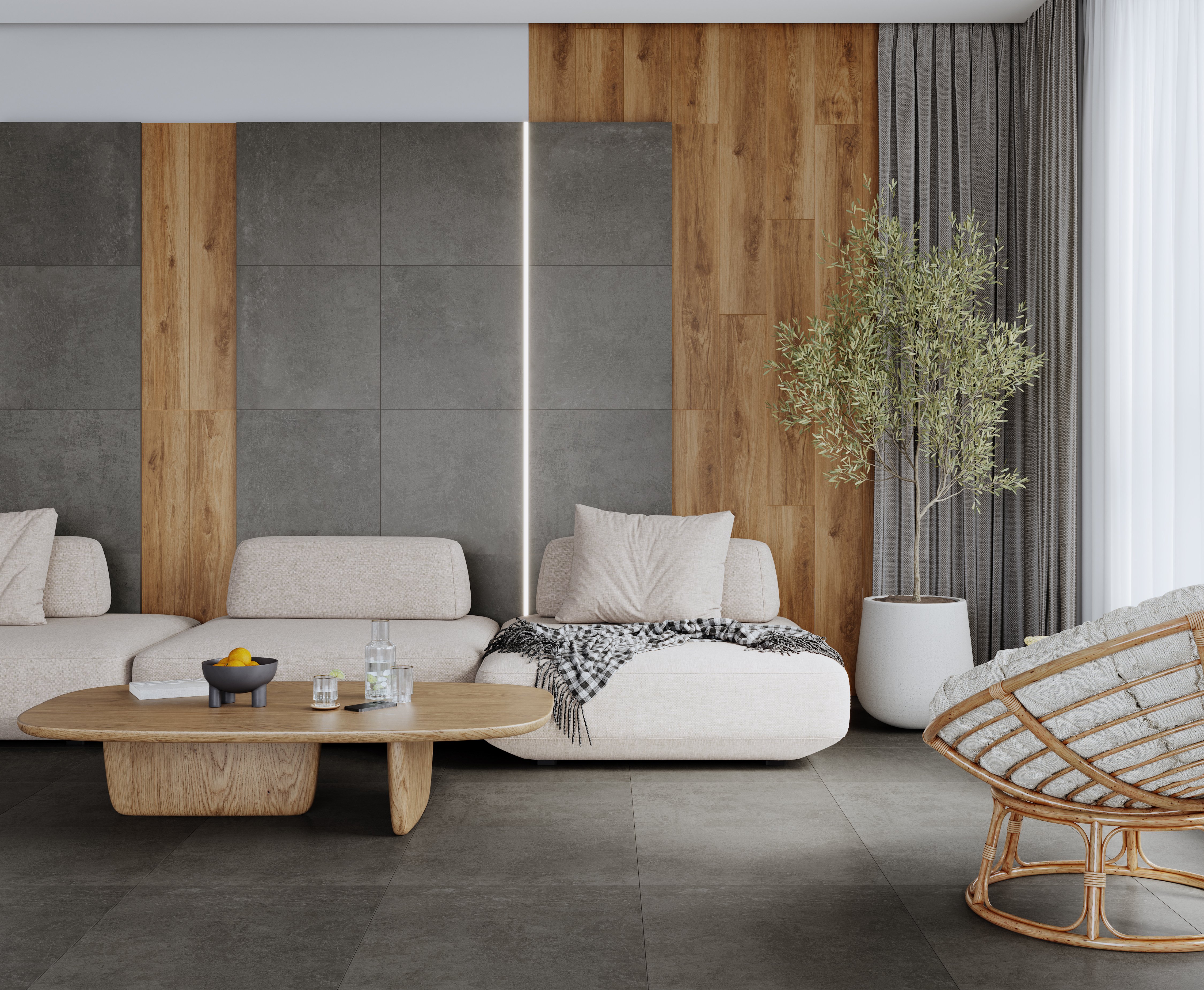 Smart gris керамогранит серый 60х119,5 матовый структурный 59,50x119,10