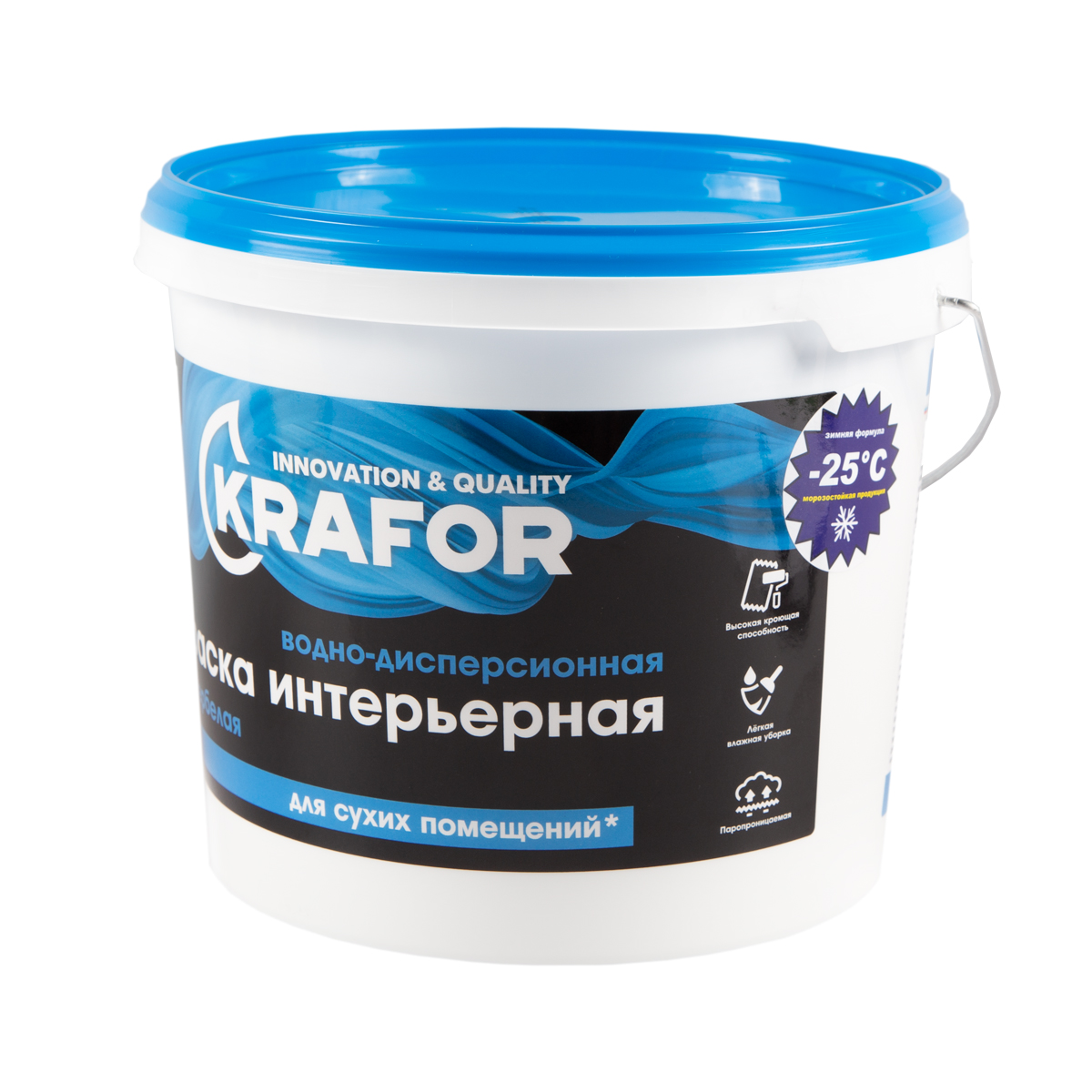 Краска в/д интер.  супербелая  6,5 кг (1) "krafor"   (син.)