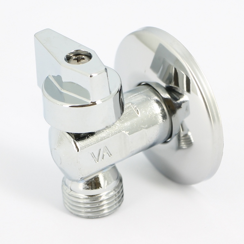 Кран шаровый угловой 1/2''х1/2" НН для подключения бачков/смесителей с розеткой UNI-FITT хром