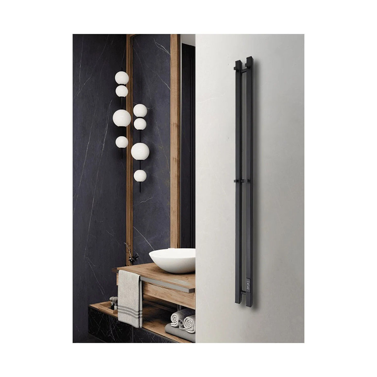 Полотенцесушитель электрич. "inaro ferrum" 1 секция, 2 крючка 60*1200, матов. черный "маргроид"