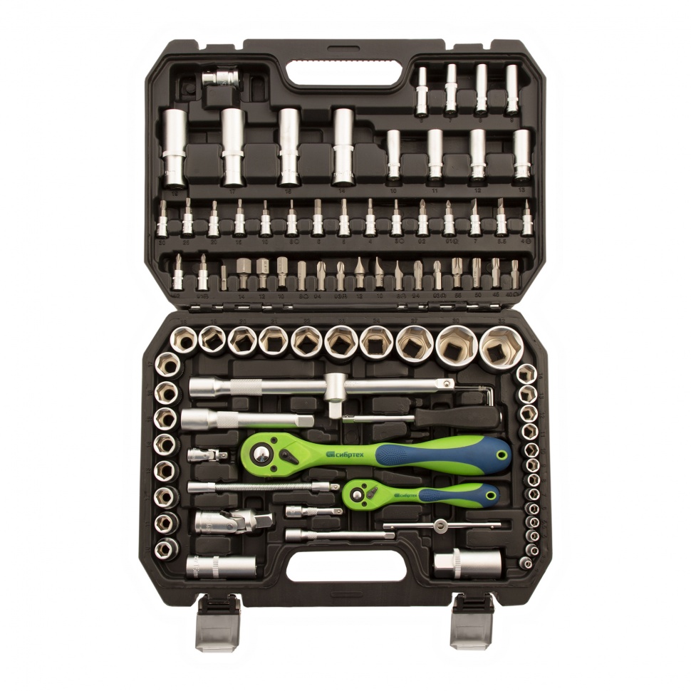 Набор инструментов 94 предмета, CrV, 1/2", 1/4" Сибртех (13509)