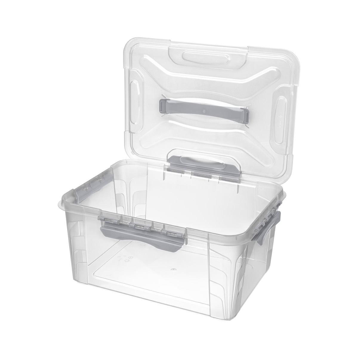 Ящик универс. с замками и ручкой "grand box" 15,3 л (светло-серый) (1/4) "бытпласт"