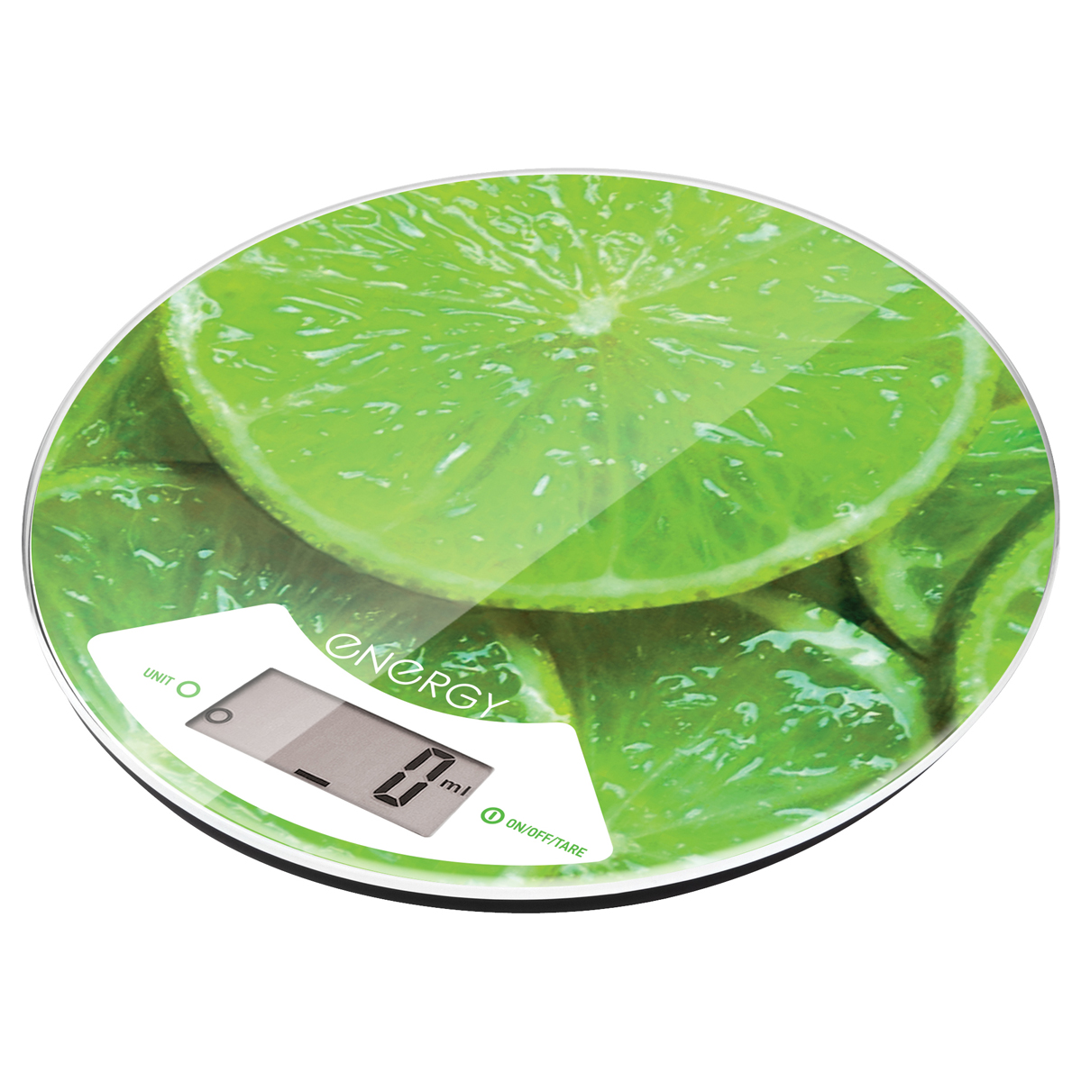 Весы кухонные электронные "energy" en-403 стекло (лайм) круглые (1/12)