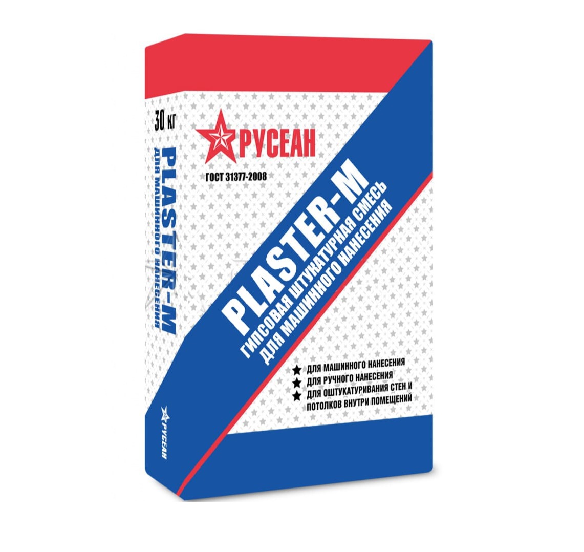 Гипсовая штукатурка Русеан PLASTER-М (Пластер-М) МН 30 кг