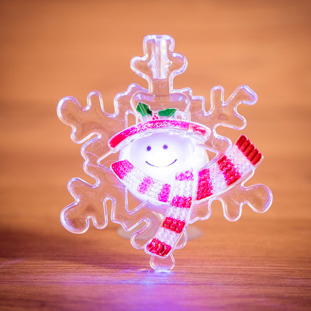 Фигурка светодиод. "снеговик на снежинке" на присоске, разноцв. (1/15) "neon-night" 501-021