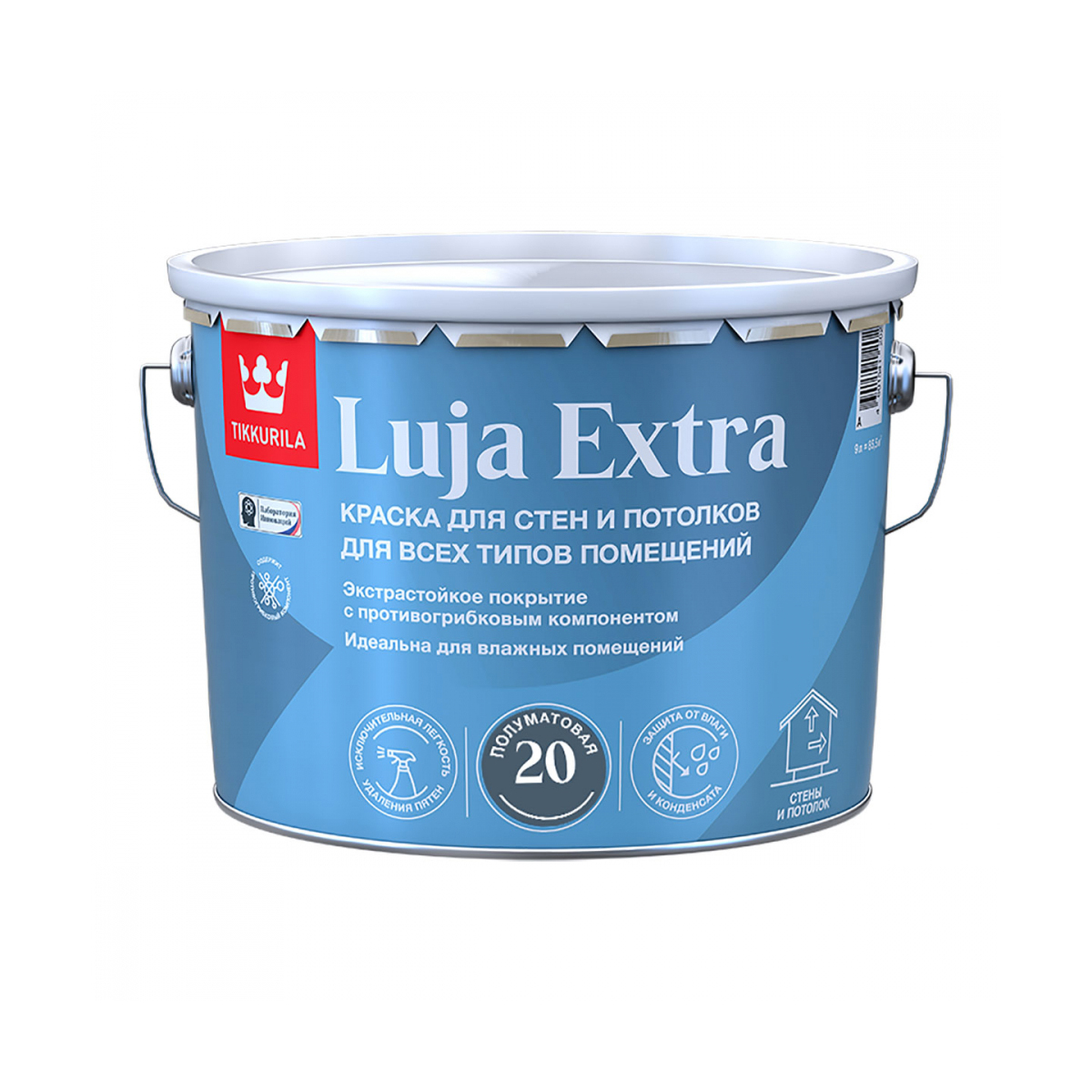 Краска "luja extra 20" база с  9 л полуматовая для стен и потолков экстрастойкая (1) "тиккурила"