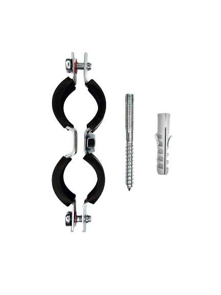 Хомут двойной с шпилькой и дюбелем 3/4" (⌀25-29) STOUT