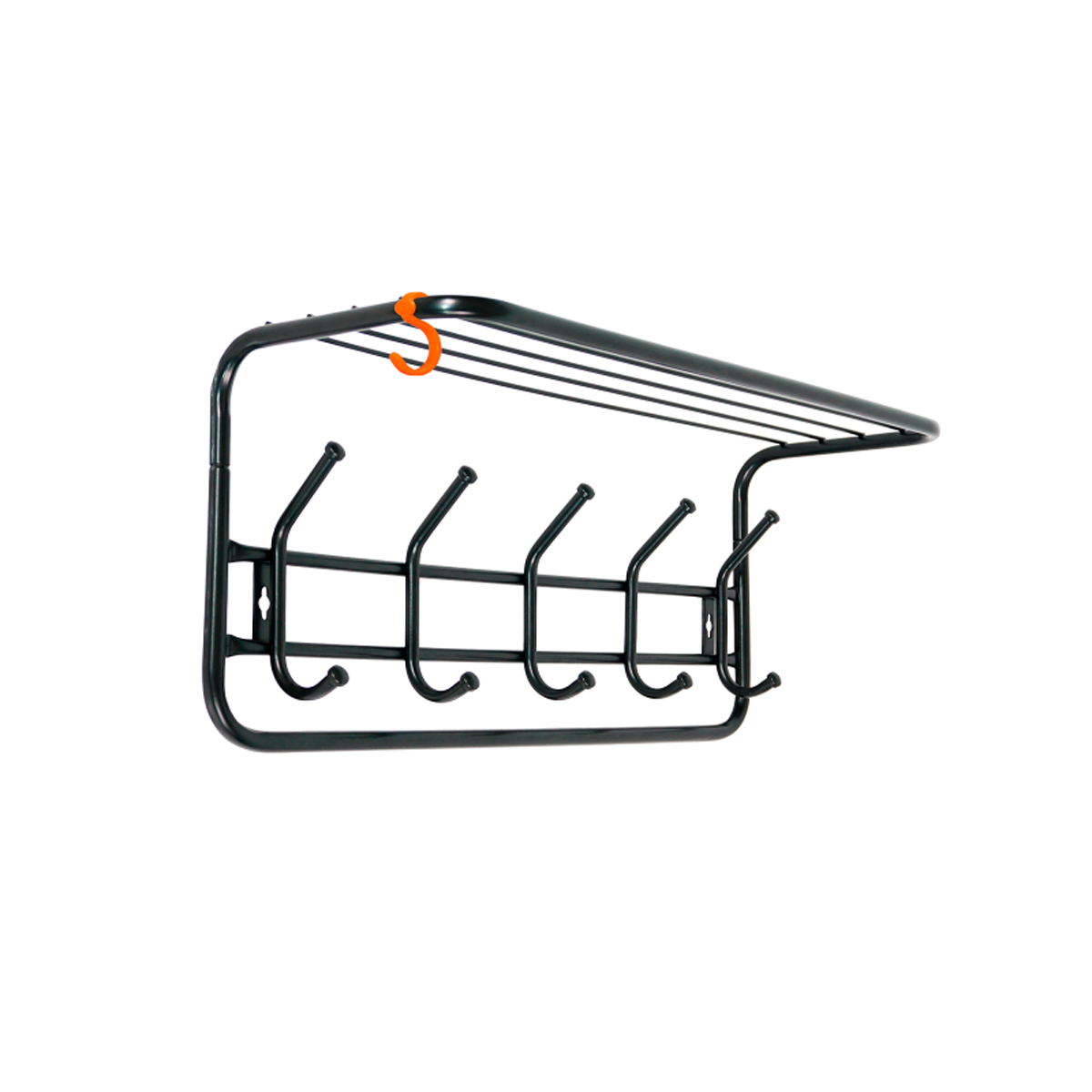 Вешалка настенная с полкой (5 крючков) 615*220*263 мм  черный (1/2) всп 6 ч