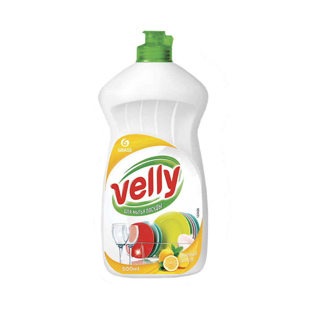 Средство для мытья посуды "velly" (лимон) 0,5 л (1/8) "grass"
