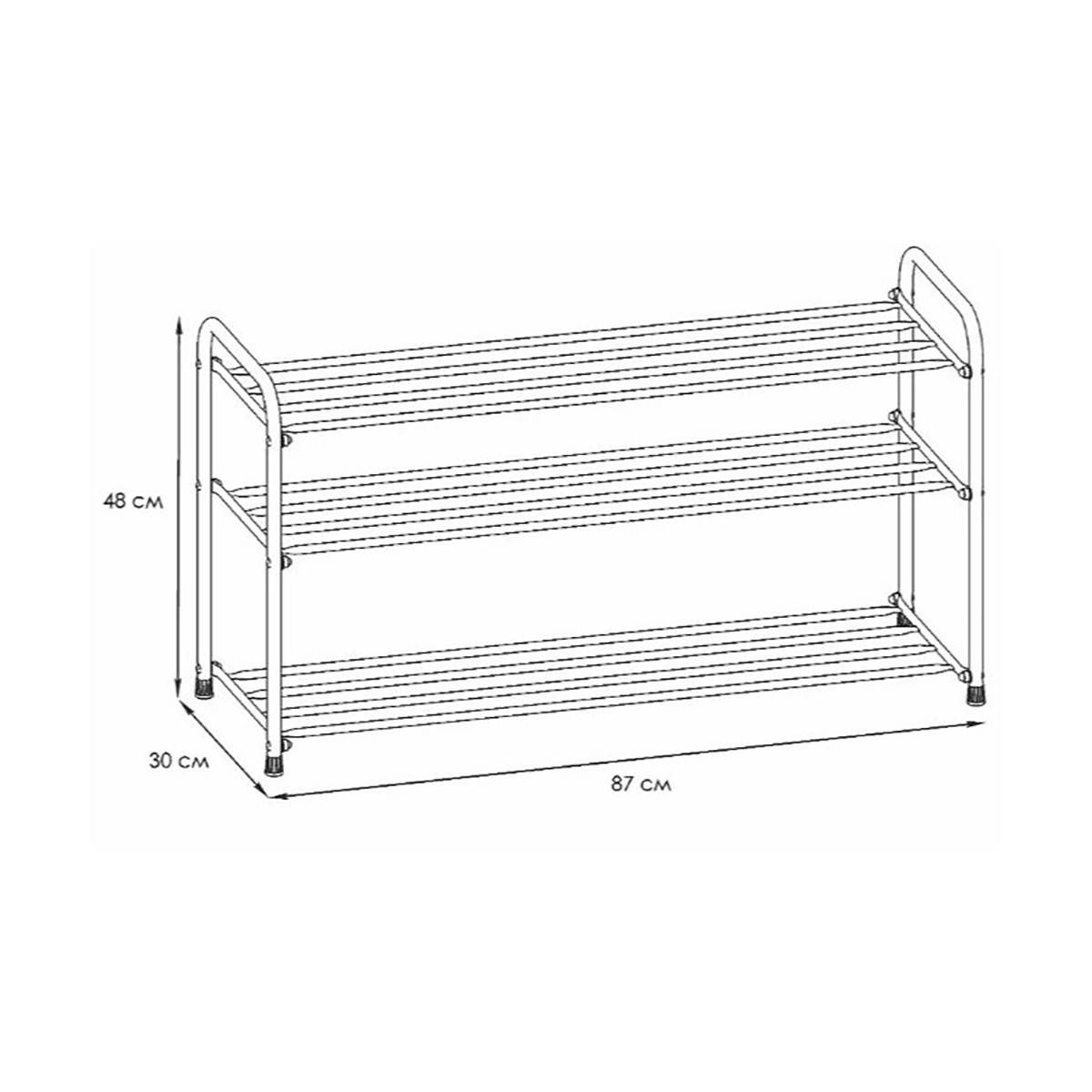 Подставка для обуви "альфа 33" 3 полки (870*300*480 мм) медный антик (1) пдоа33 м