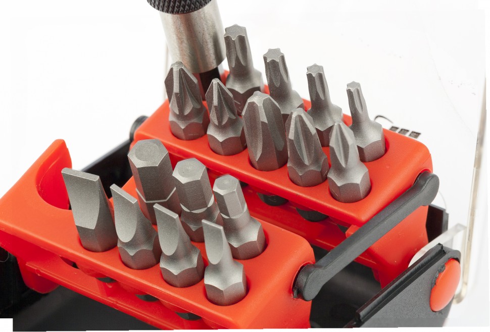 Набор бит, адаптер для бит, сталь S2, 18 предметов, пластиковый кейс Matrix (11316)