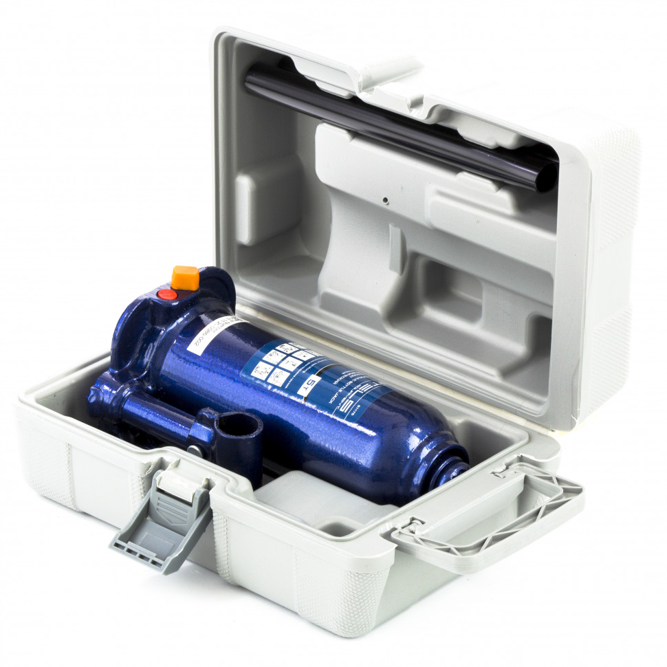 Домкрат гидравлический бутылочный, 5 т, h подъема 207-404 мм, в пластиковом кейсе Stels (51175)