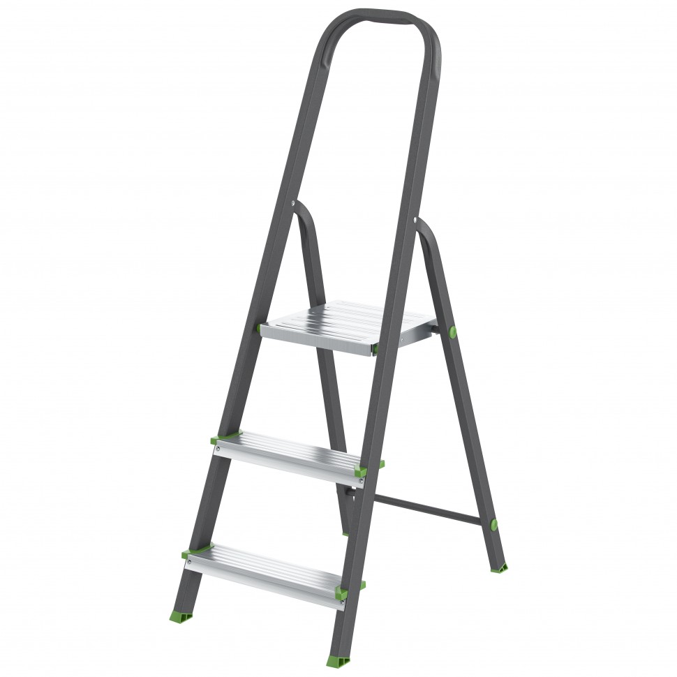 Стремянка, 3 ступени, стальной профиль, алюминиевые ступени Сибртех (97953)