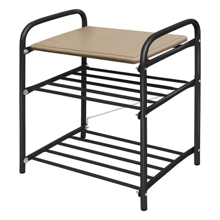 Банкетка разборная 2 полки, сиденье мдф (44 х 33 х 50 см) каркас черный (1) б2/ч  "ника"