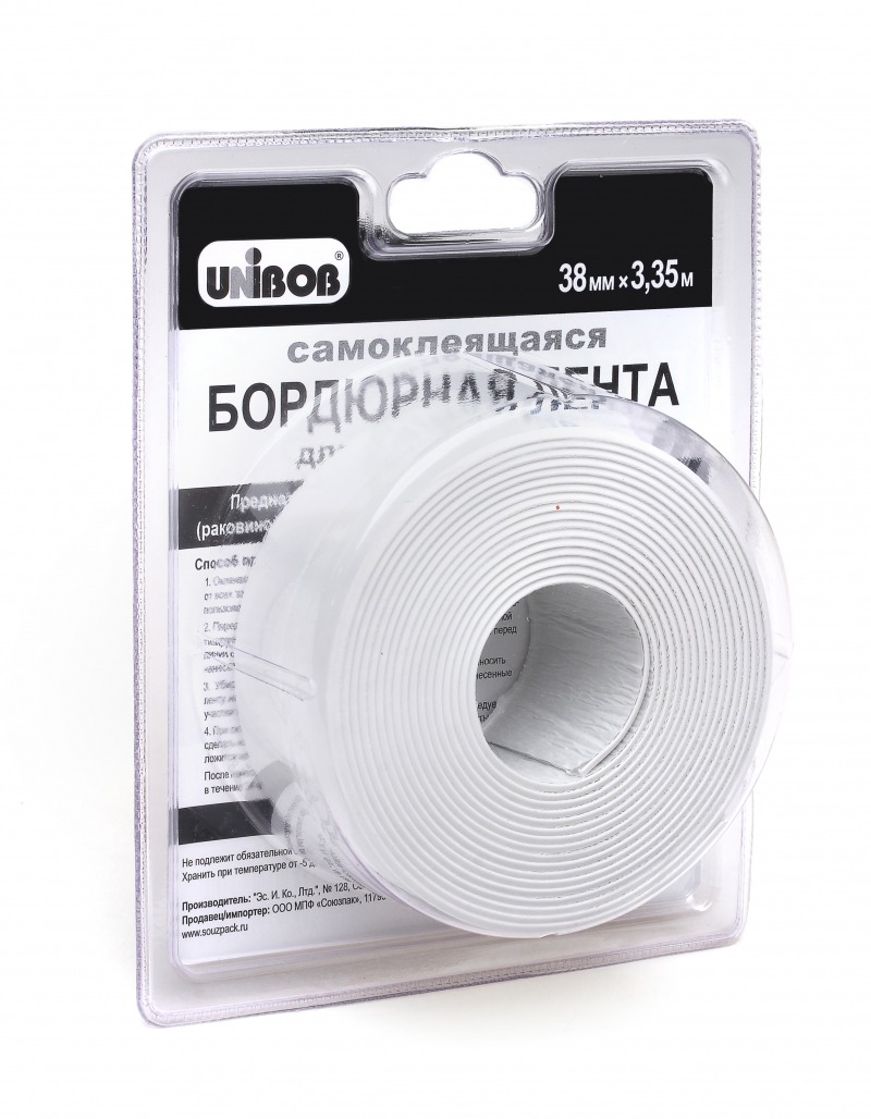Лента-бордюр самокл. 60 мм*3,35 м белая (1/6/24) "unibob"