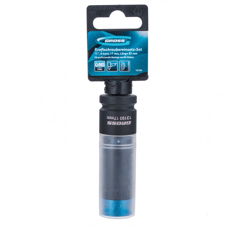 Головка ударная шестигранная для колесных дисков, 17 мм, 1/2, CrMo Gross (13193)
