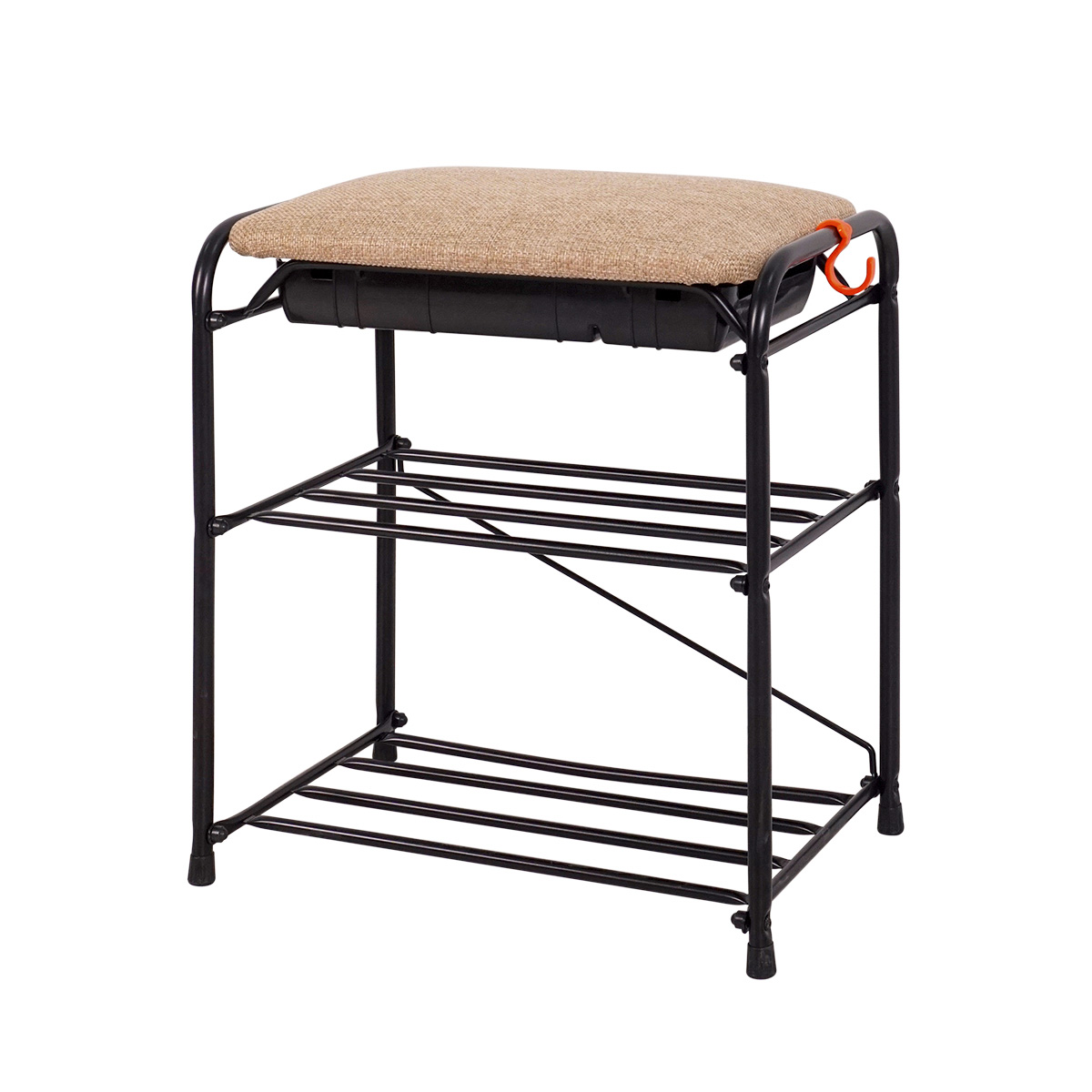 Подставка для обуви "уют 13" 2 полки с сиденьем и ящиком (300*450*480 мм) черный (1) пдоу13ся ч