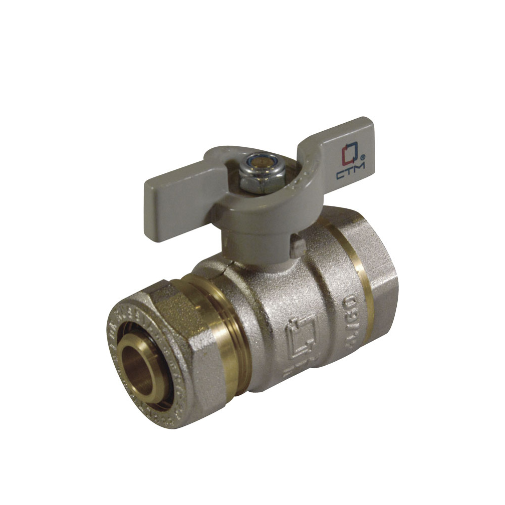 Кран шаровой для воды 16 х 1/2" обжим. гайка, внутр, бабочка  (25/200) "стм"