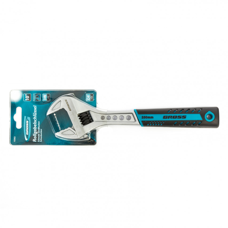 Ключ разводной, 250 мм, CrV, двухкомпонентная ручка Gross (15562)