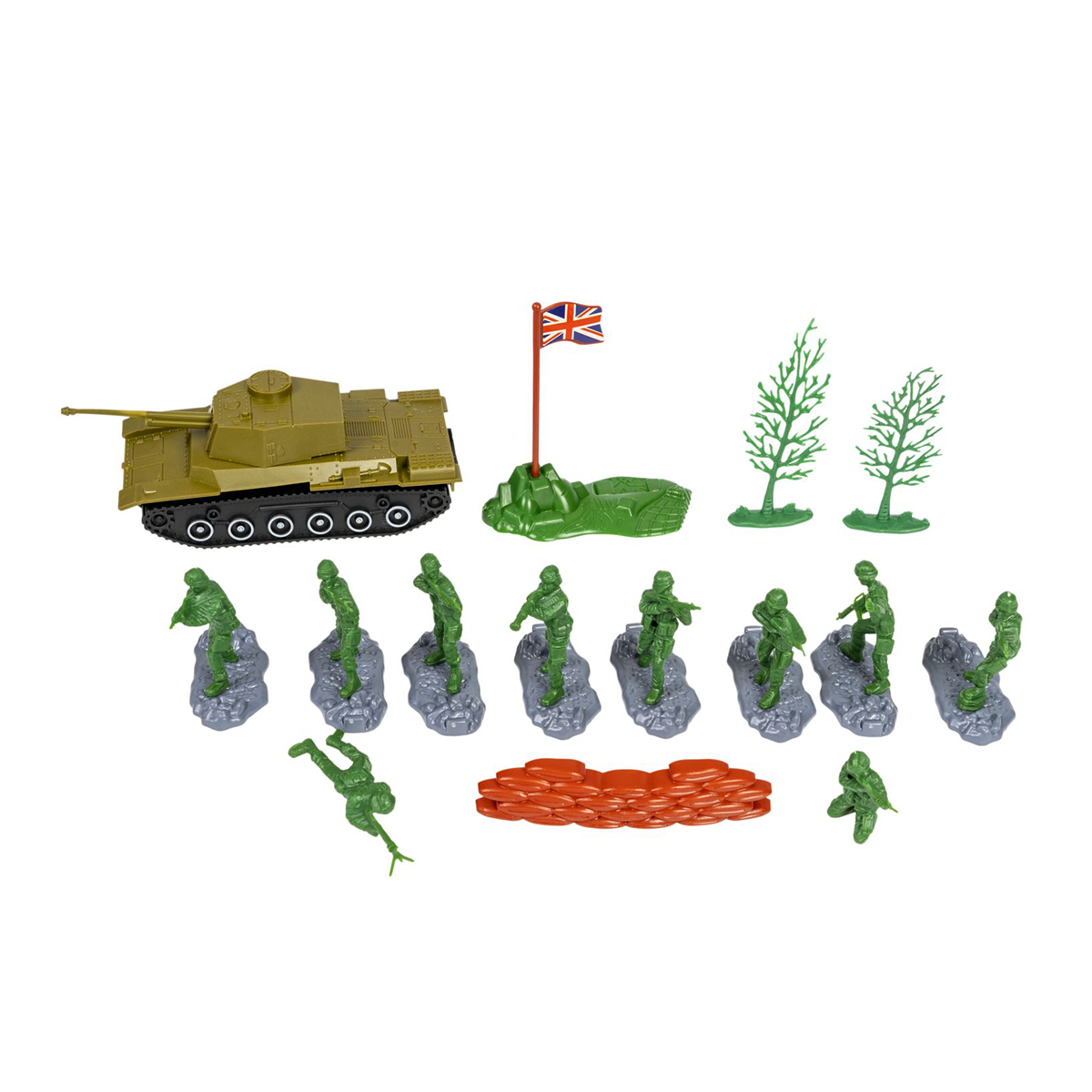 Набор игрушек "армия" (солдатики 10 шт., танк, аксессуары, воен. карта) "bondibon" вв5538