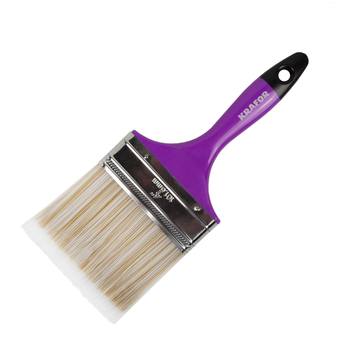 Кисть плоская искусств.щетина  №4 /100 мм  (12/120) пласт.ручка "krafor" 006-0040
