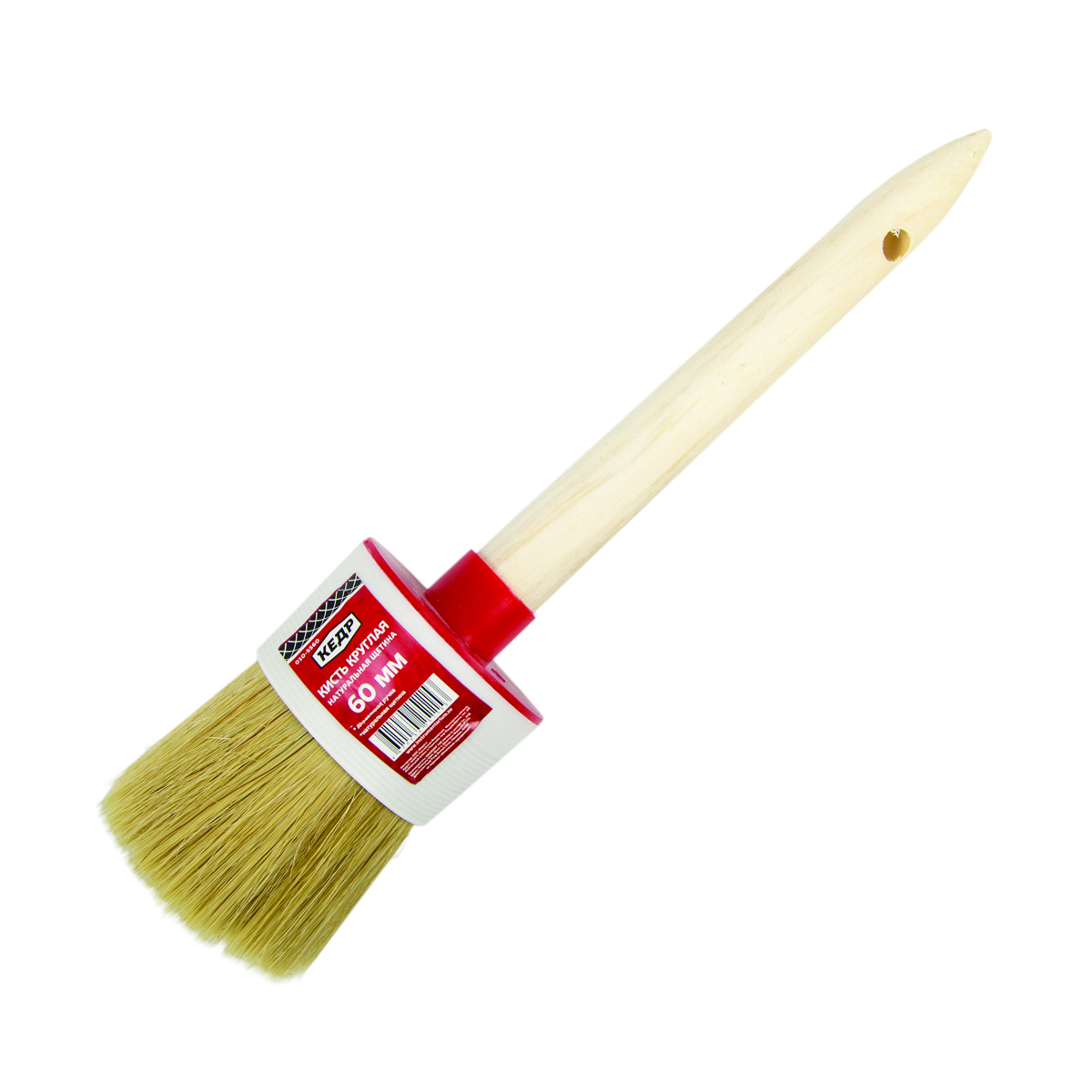 Кисть круглая  №18/60 мм  (6/120) натур.щетина, дерев.ручка "кедр"  010-5560