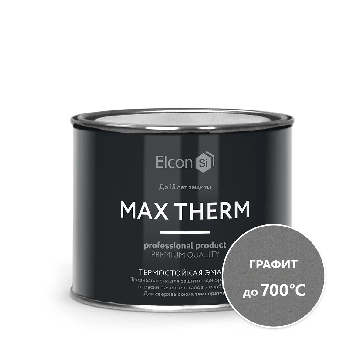 Эмаль термостойкая "max therm" графит (до 700ºс) 0,4 кг (1/24) "elcon"