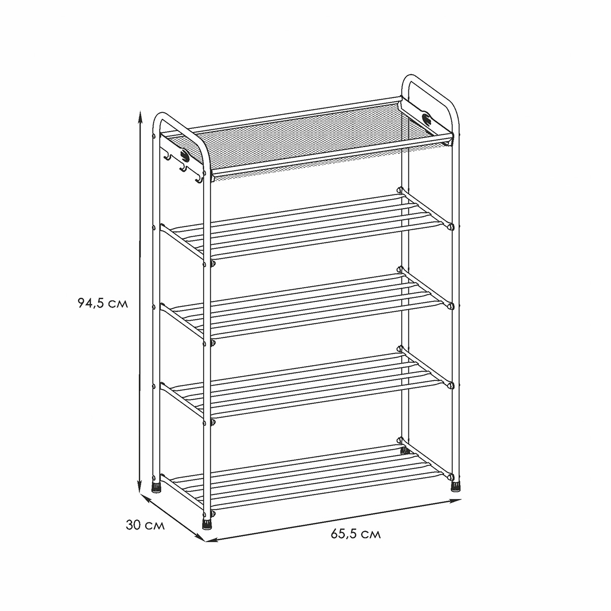 Подставка для обуви "альфа 25" 5 полок (300*650*950 мм) черный (1) пдоа25 ч