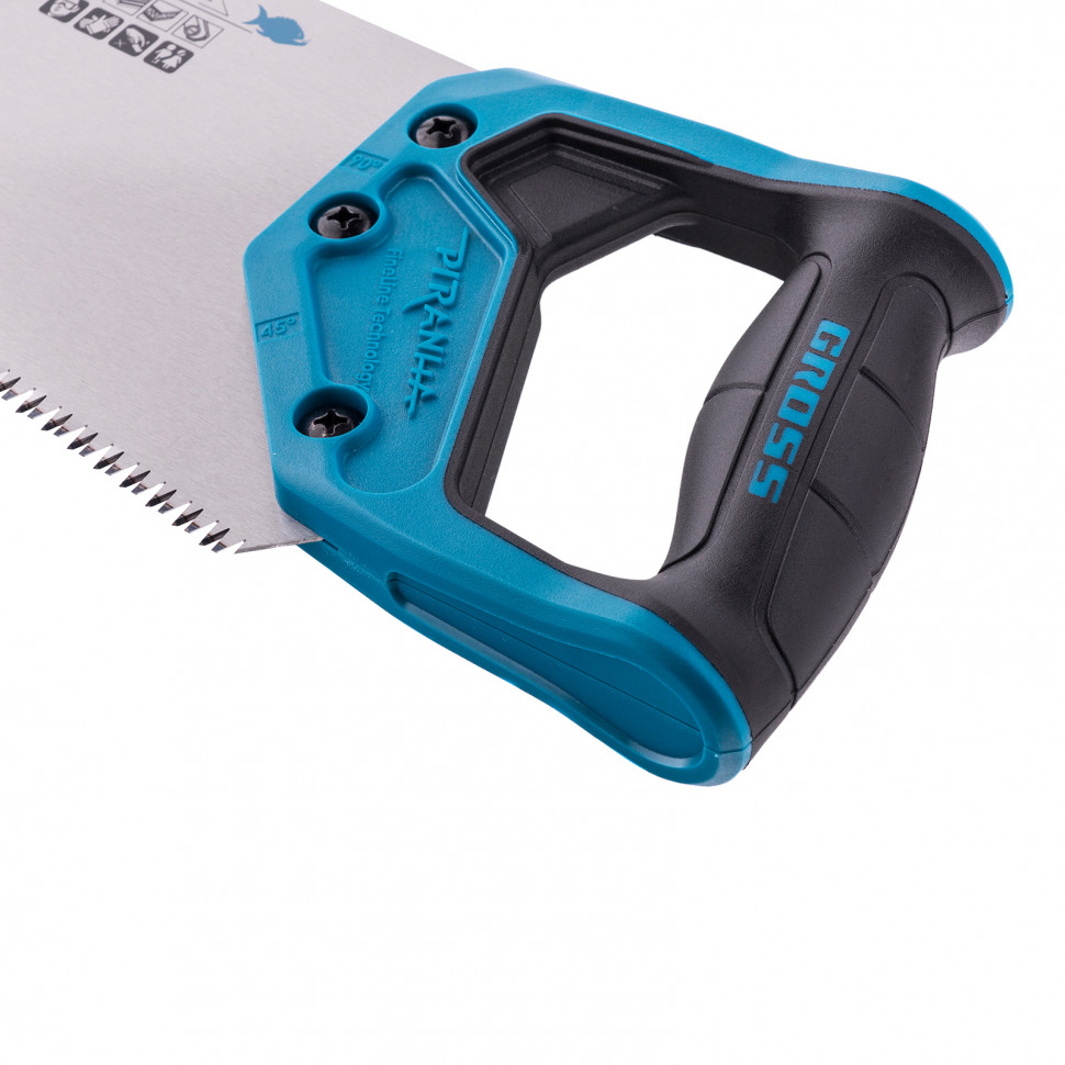 Ножовка по дереву "Piranha", 500 мм, 7-8 TPI, зуб-3D, каленый зуб, двухкомпонентная рукоятка Gross (24101)